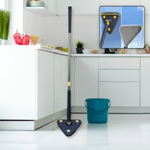 Rotatable Adjustable Triangle Cleaning Mop Triangle Mop with Stainless Steel Long Handle Push-Pull Squeezing Cleaning Mop Dry & Wet Mop for Floor Windows