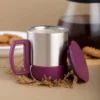 Stainless Steel Coffee Tea Cup, Stainless Steel Lid Cover Hot Coffee Tea Mug Hot Insulated Double Wall Stainless Steel,