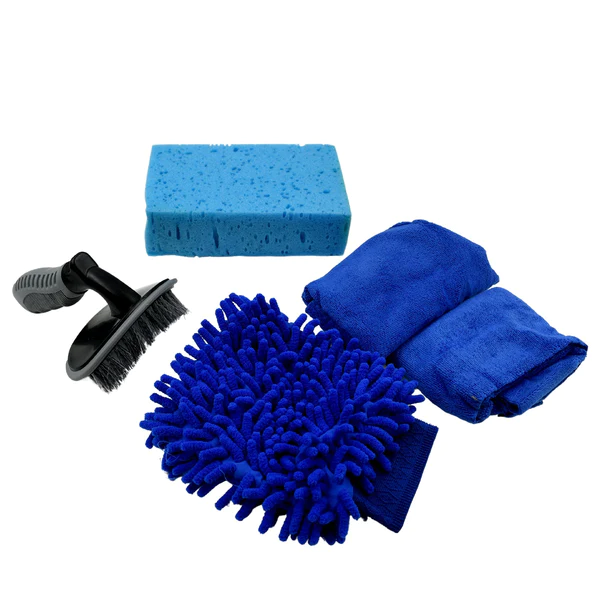 Car / Bike Cleaning Combo Microfiber Car Wash Sponge and Gloves, Automobile Cleaning Sponges, 2 Wash Towel, 1 Brush, 1 Sponge, 1 Gloves, Car Wash Cleaning Tools Kit