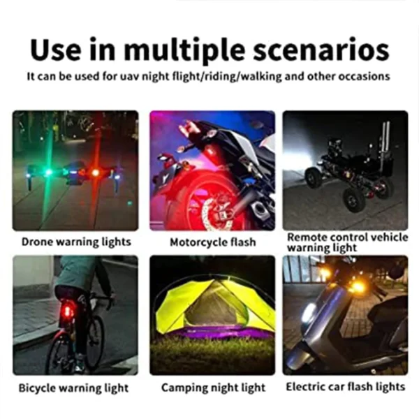 Mini LED Strobe Lights, Waterproof Lights, Lightweight RGB LED Lights Drone Strobe Lights Vehicle Anti-Collision Strobe Light Bike Motorcycle Lights USB Recharge