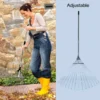 115-152 CM Rake for Gardening, Stainless Garden Rake for Quick Clean Up of Lawn ss Steel