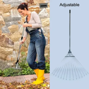 115-152 CM Rake for Gardening, Stainless Garden Rake for Quick Clean Up of Lawn ss Steel