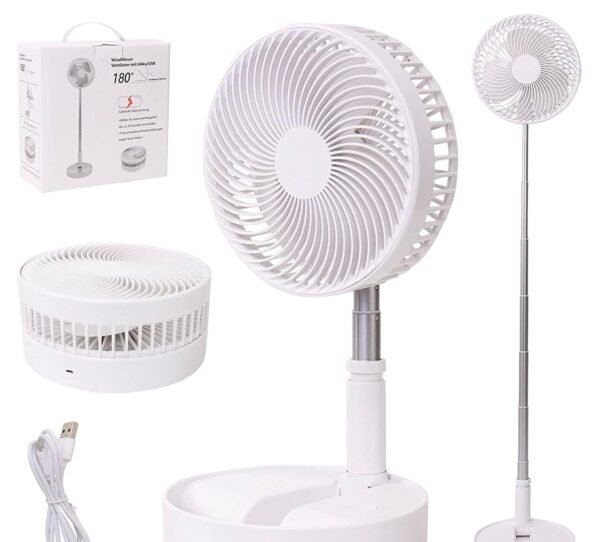 TELESCOPIC ELECTRIC DESKTOP FAN, HEIGHT ADJUSTABLE, FOLDABLE & PORTABLE FOR TRAVEL