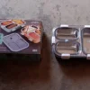 3 Compartment Transparent Stainless Steel Lunch Box For Kids, Tiffin Box, Lunch Box,